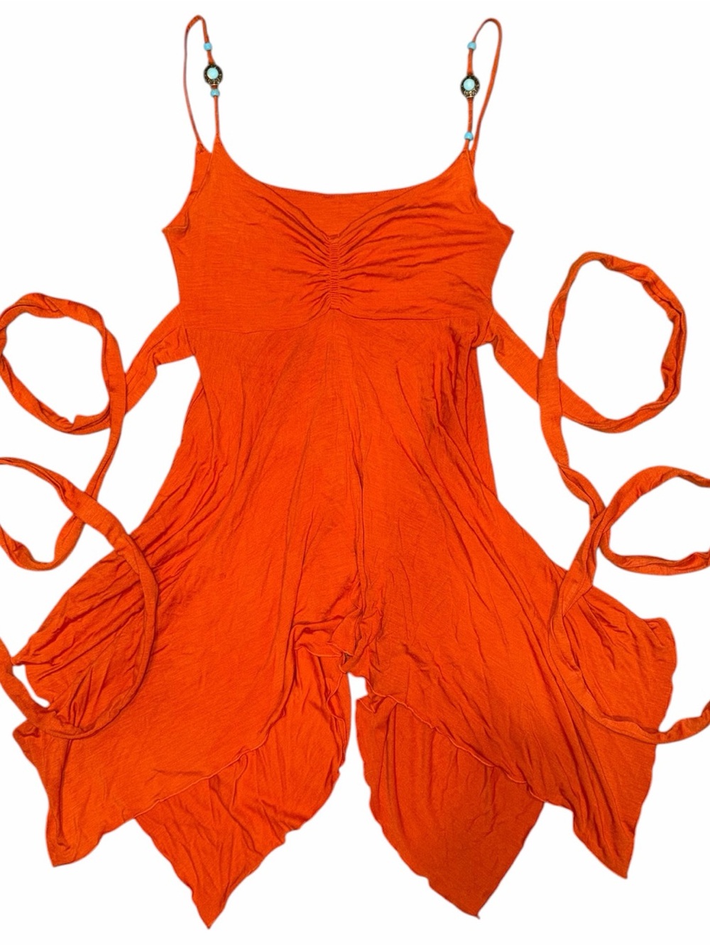 Y2K Vintage Asymmetrical Handkerchief Hem Tie Around Mini Dress
